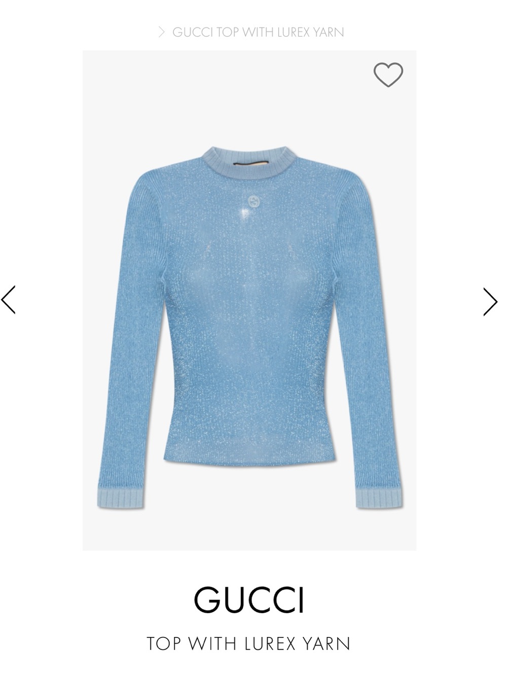 Authentic Gucci Blue Lurex Knit Sweater Interlocking G Embroidery NWOT